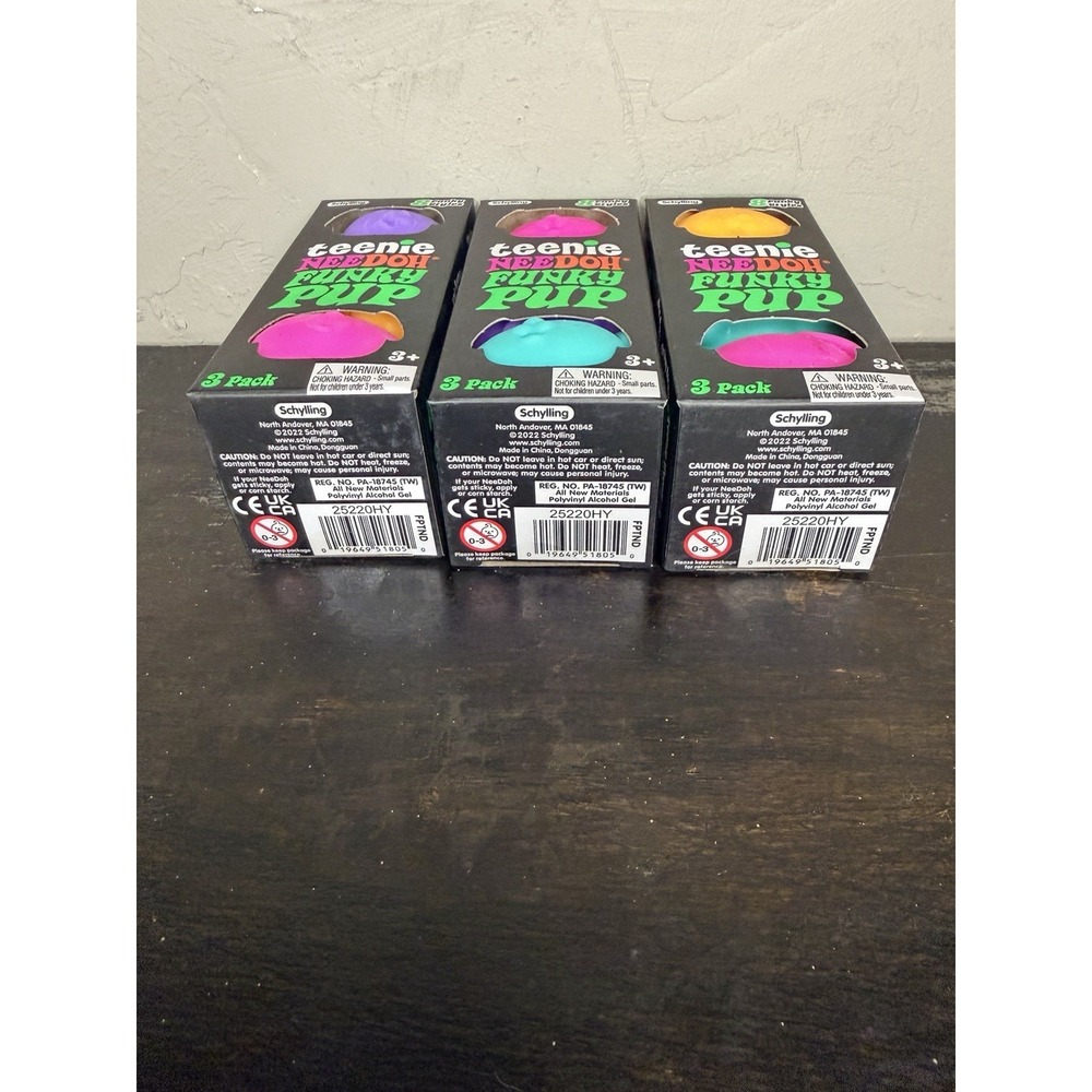 Teenie Funky Pup NeeDoh Squeeze Toy Neon Stress Ball Set of 3 Nee doh - Picture 2 of 4